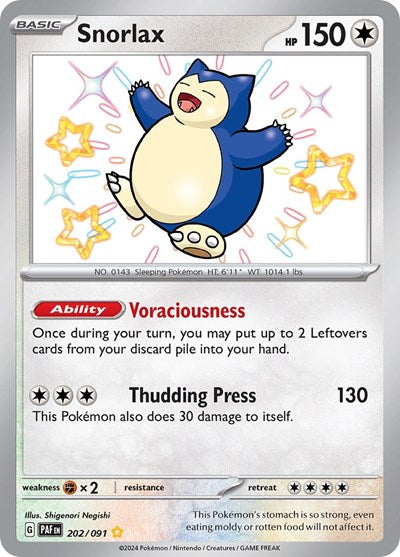 Scarlet & Violet Paldean Fates - 202/091 Snorlax Shiny Rare