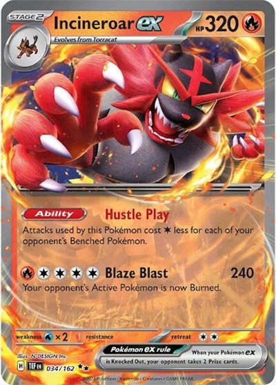 Scarlet & Violet Temporal Forces - 034/162 Incineroar ex Double Rare