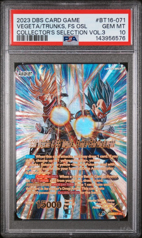 2023 Dragon Ball Super Card Game Collector'S Selection Vol.3 #BT16-071 Vegeta/Trunks, Fs Osl Collector'S Selection Vol.3 PSA 10