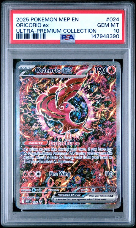 2025 Pokemon Mep En-Me Black Star Promo #024 Oricorio Ex Ultra-Premium Collection PSA 10