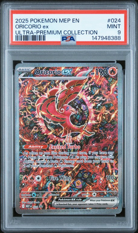 2025 Pokemon Mep En-Me Black Star Promo #024 Oricorio Ex Ultra-Premium Collection PSA 9