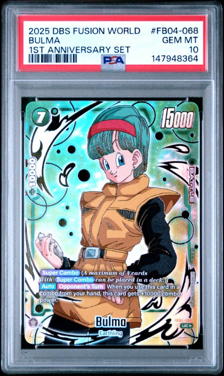 2025 Dragon Ball Super Card Game Fusion World 1st Anniversary Set #FB04-068 Bulma PSA 10