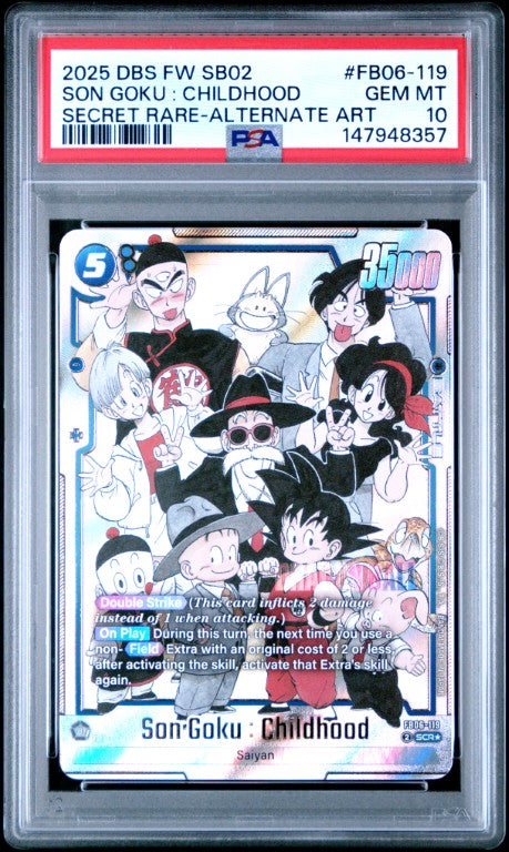2025 Dragon Ball Super Card Game Fusion World Manga Booster 02 #FB06-119 Son Goku : Childhood Secret Rare-Alternate Art PSA 10