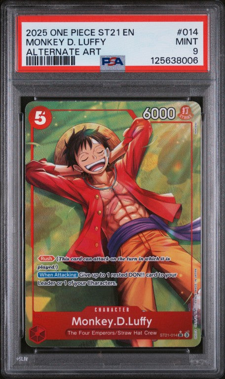 2025 One Piece Starter Deck St21-Ex Gear 5 #014 Monkey D. Luffy Alternate Art PSA 9