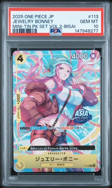 2025 One Piece Japanese Mini-Tin Pack Set Vol.2 #113 Jewelry Bonney Mini-Tin Pk Set Vol.2-Bisai PSA 10