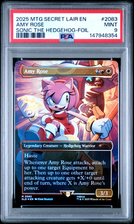 2025 Magic The Gathering Secret Lair Drop #2083 Amy Rose Sonic The Hedgehog-Foil PSA 9