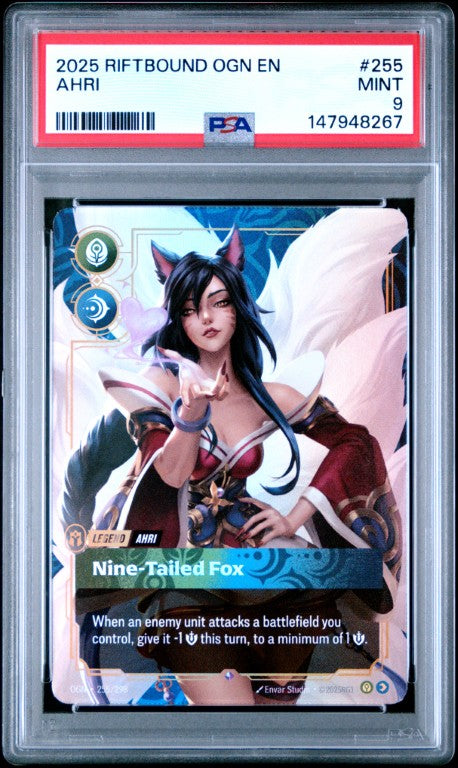 2025 Riftbound: League Of Legends Ogn-Origins #255 Ahri PSA 9