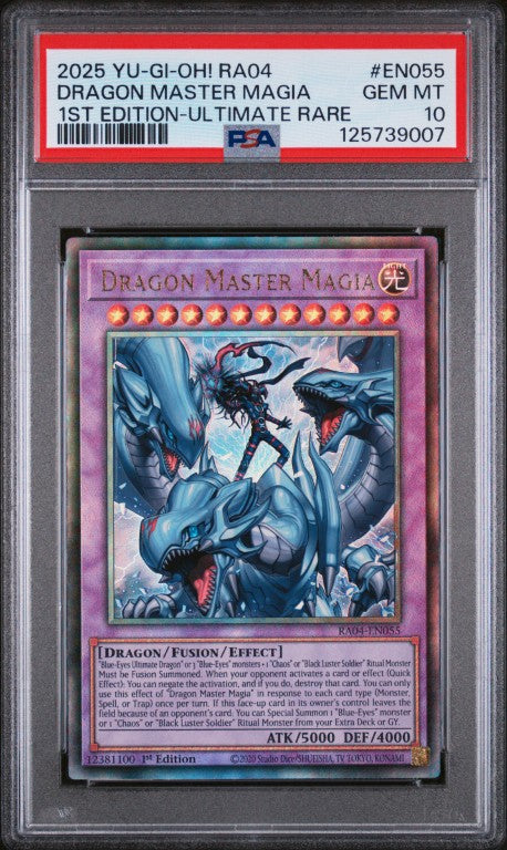 2025 Yu-Gi-Oh! Ra04-Quarter Century Stampede #EN055 Dragon Master Magia 1st Edition-Ultimate Rare PSA 10