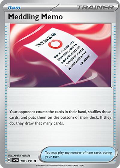 Scarlet & Violet Surging Sparks - 181/191 Meddling Memo Uncommon