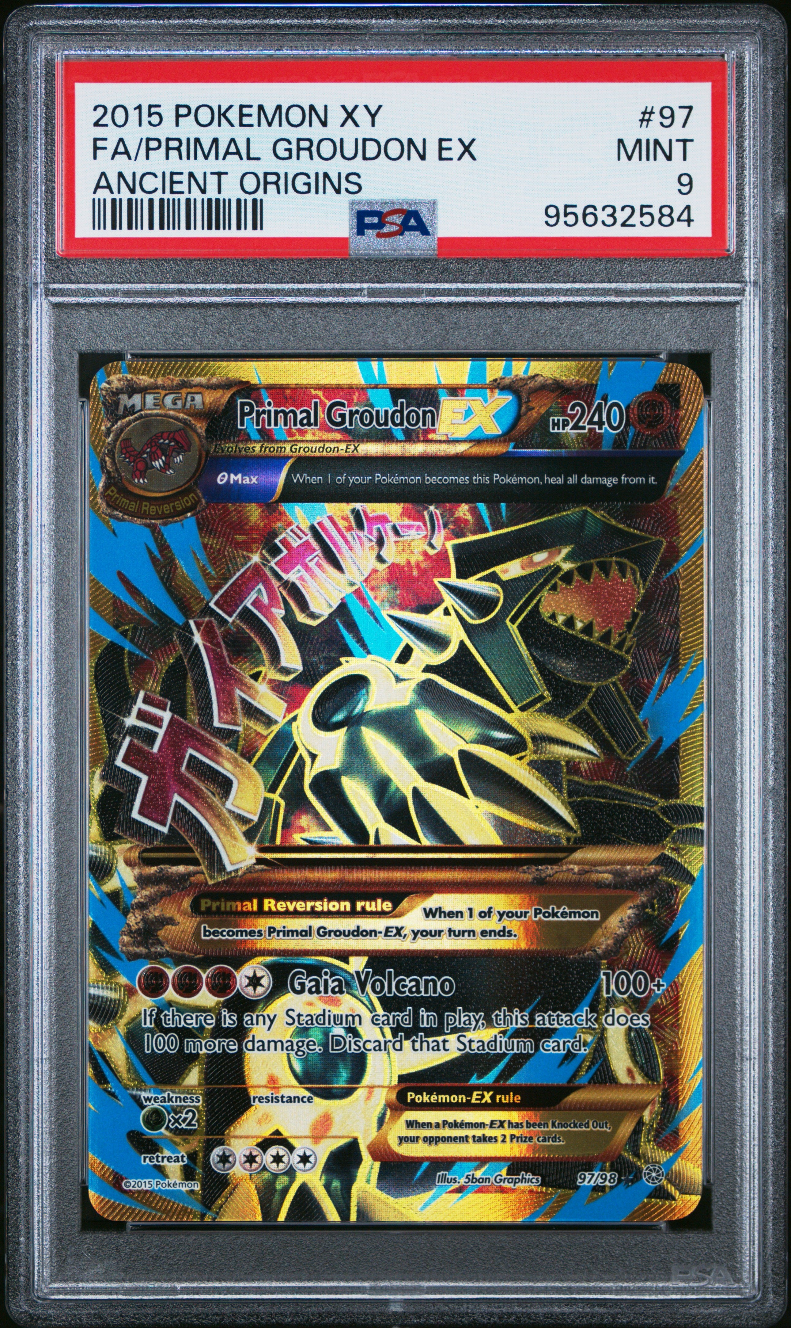 2015 Pokemon Primal Groudon EX 97/98 Ancient Origins PSA 9