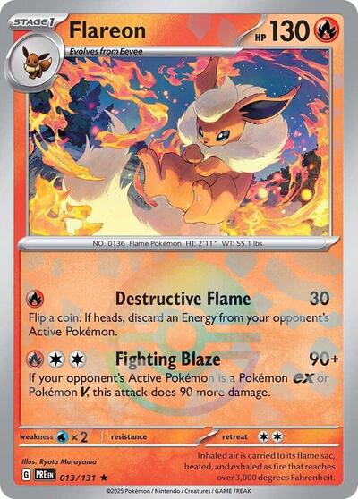 Scarlet & Violet Prismatic Evolutions - 013/132 Flareon (Poke Ball Pattern) Rare