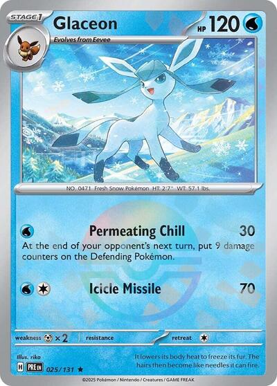 Scarlet & Violet Prismatic Evolutions - 025/131 Glaceon (Poke Ball Pattern) Rare