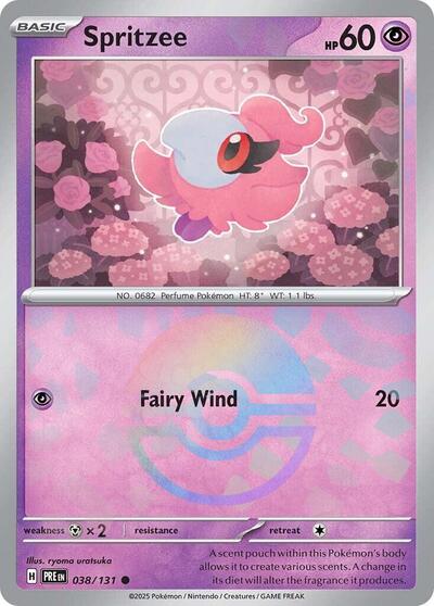 Scarlet & Violet Prismatic Evolutions - 038/131 Spritzee (Poke Ball Pattern) Common