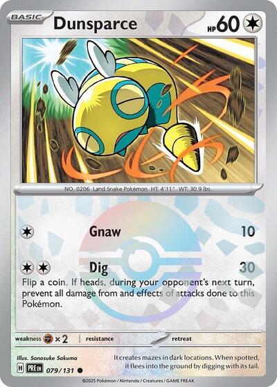 Scarlet & Violet Prismatic Evolutions - 079/131 Dunsparce (Poke Ball Pattern) Common