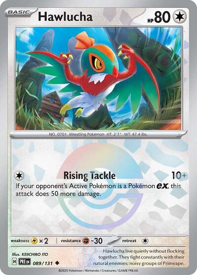 Scarlet & Violet Prismatic Evolutions - 089/131 Hawlucha (Poke Ball Pattern) Uncommon