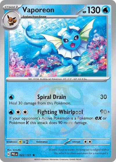 Scarlet & Violet Prismatic Evolutions - 022/131 Vaporeon (Master Ball Pattern) Rare