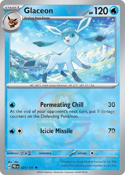 Scarlet & Violet Prismatic Evolutions - 025/131 Glaceon (Master Ball Pattern) Rare