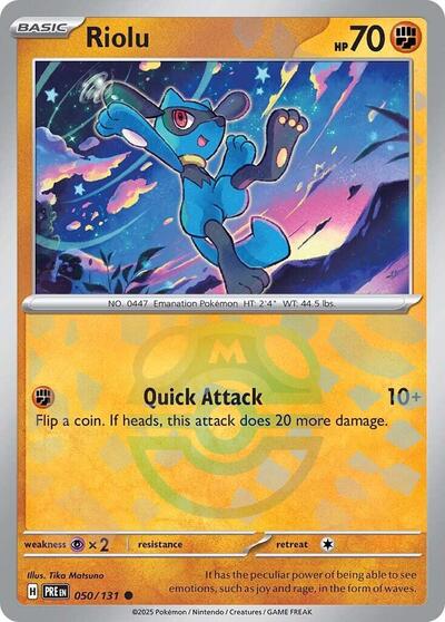 Scarlet & Violet Prismatic Evolutions - 050/131 Riolu (Master Ball Pattern) Common