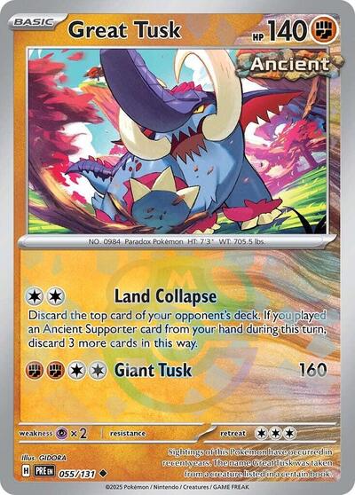 Scarlet & Violet Prismatic Evolutions - 055/131 Great Tusk (Master Ball Pattern) Uncommon