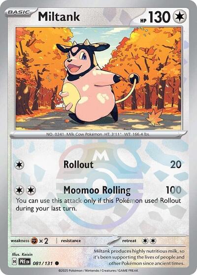 Scarlet & Violet Prismatic Evolutions - 081/131 Miltank (Master Ball Pattern) Common