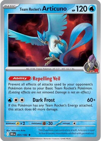 Scarlet & Violet Destined Rivals - 051/182 Team Rocket's Articuno Rare