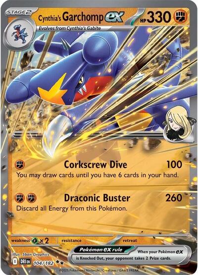 Scarlet & Violet Destined Rivals - 104/182 Cynthia's Garchomp ex Double Rare