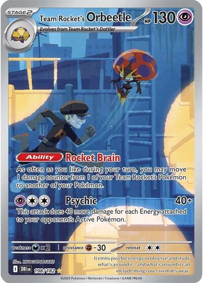 Scarlet & Violet Destined Rivals - 198/182 Team Rocket's Orbeetle Illustration Rare