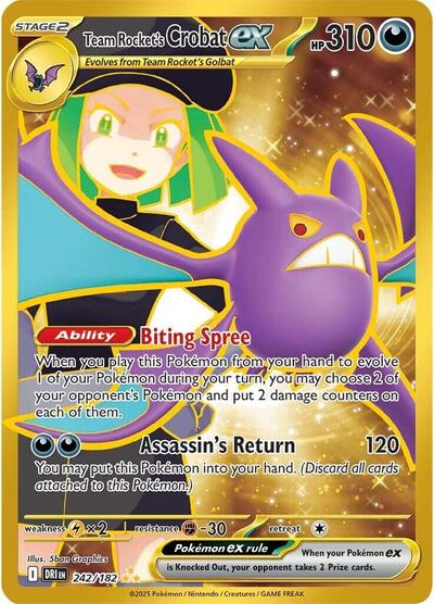 Scarlet & Violet Destined Rivals - 242/182 Team Rocket's Crobat ex Hyper Rare