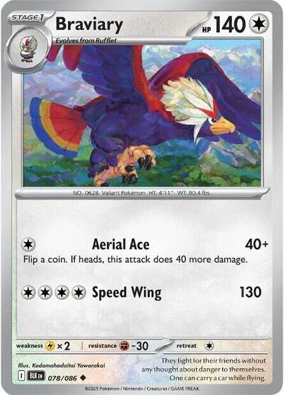 Scarlet & Violet Black Bolt - 078/086 Braviary Uncommon