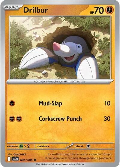 Scarlet & Violet Black Bolt - 045/086 Drilbur Common