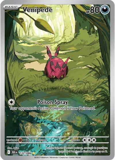 Scarlet & Violet Black Bolt - 132/086 Venipede Illustration Rare