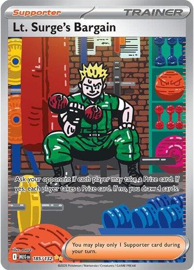 Mega Evolution - 185/132 Lt. Surge's Bargain Special Illustration Rare