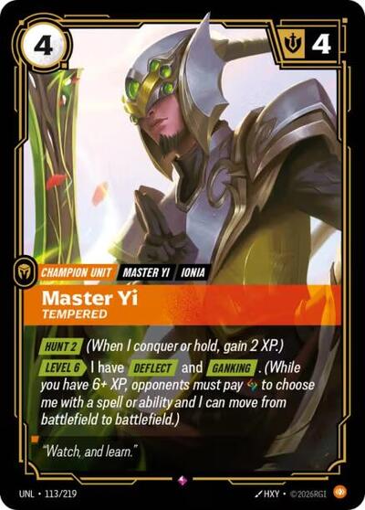 Riftbound- Unleashed - Master Yi - Tempered 113/219 Rare