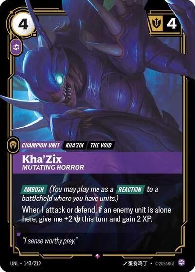 Riftbound- Unleashed - Kha'Zix - Mutating Horror 143/219 Rare
