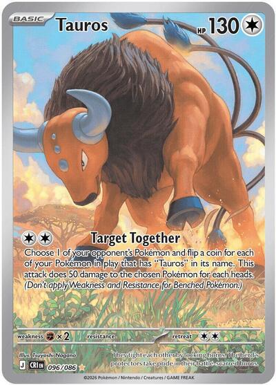 Mega Evolution Chaos Rising - 096/086 Tauros Illustration Rare