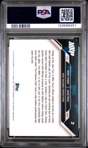 2024 Topps Now Boxing #3 Jake Paul/Mike Tyson PSA 10