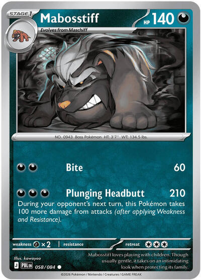 Mega Evolution Pitch Black - 058/084 Mabosstiff Common