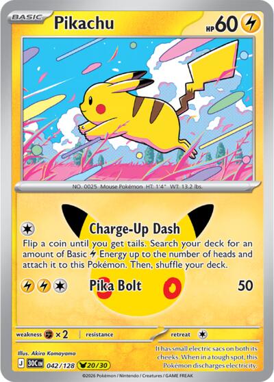 30th Celebration - 042/128 Pikachu Pikachu Rare