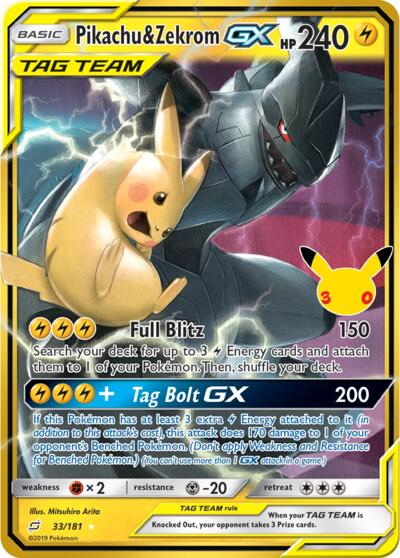 ME: 30th Celebration - 033/181 Pikachu & Zekrom GX Classic Collection