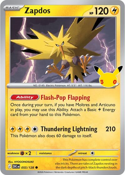 30th Celebration - 055/128 Zapdos Common