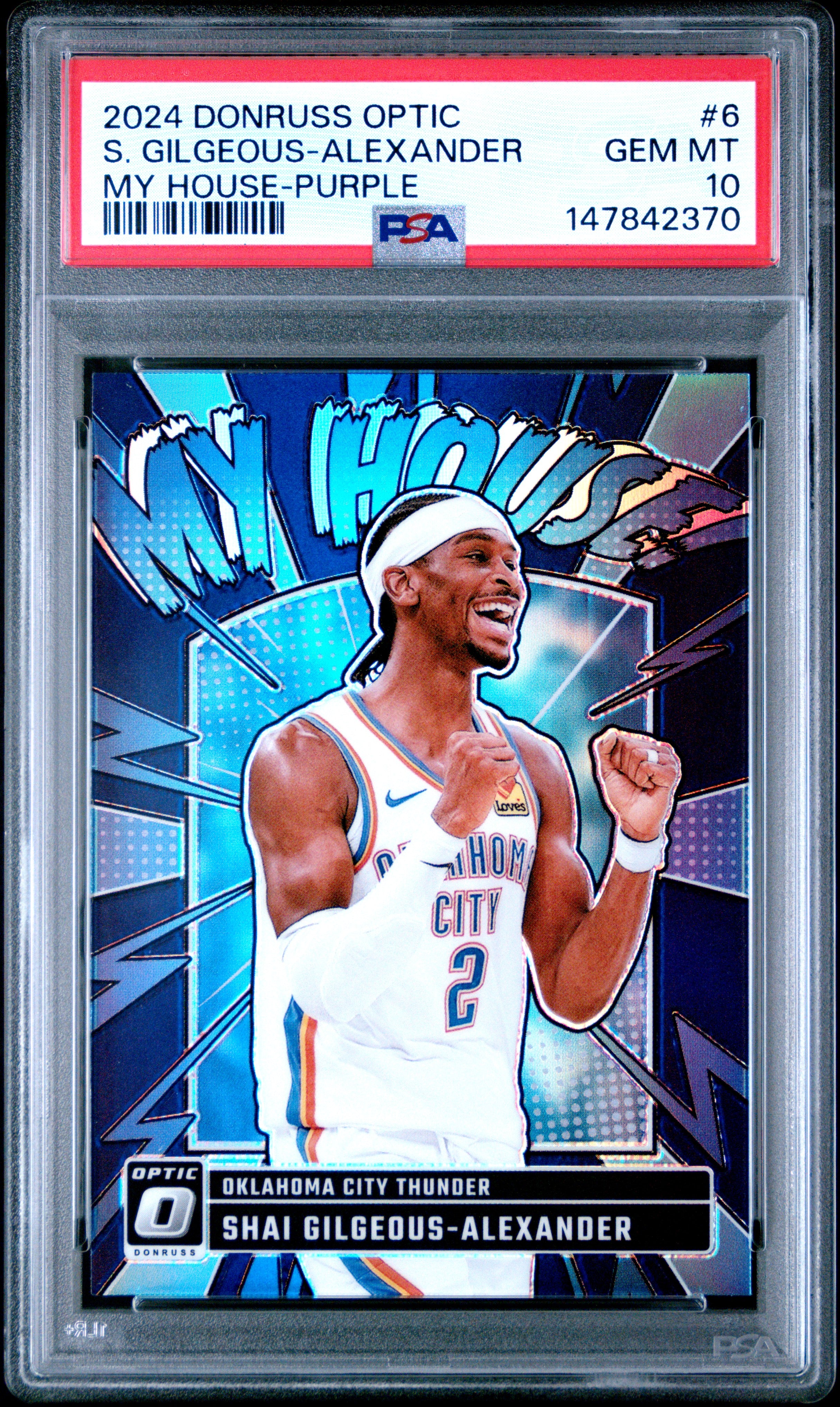 2024 PANINI DONRUSS OPTIC MY HOUSE #6 S. GILGEOUS-ALEXANDER MY HOUSE-PURPLE PSA 10