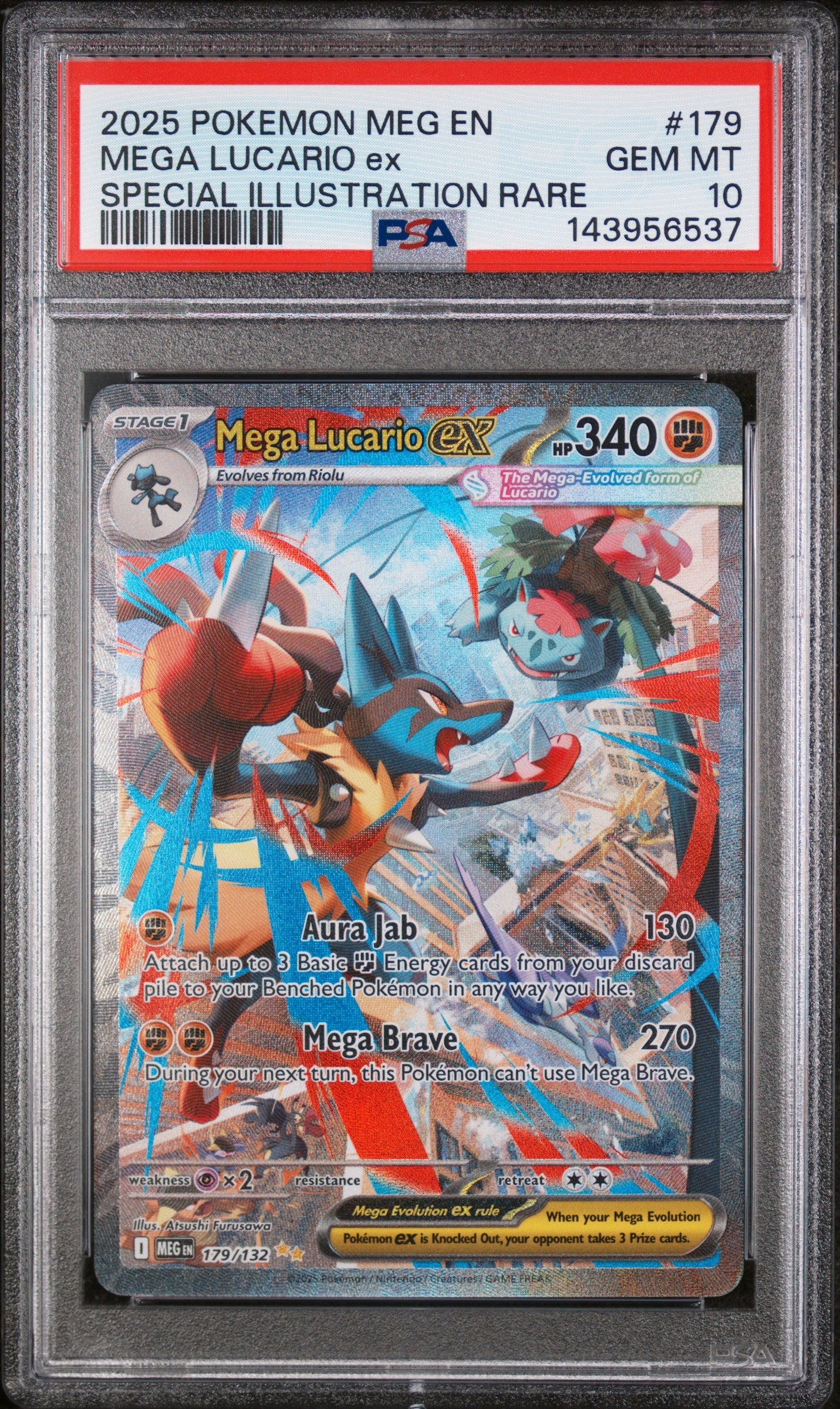 2025 Pokemon Mega Lucario EX 179/132 Special Illustration Rare PSA 10