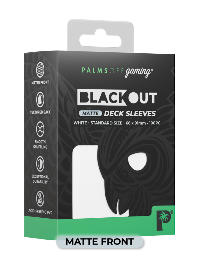 Palms Off Gaming - Blackout Deck Sleeves - Standard Size (100pc) - White - Matte
