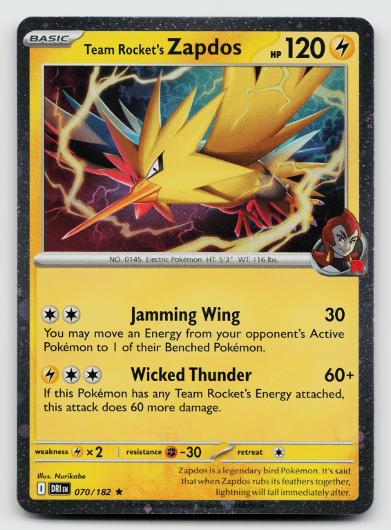 Scarlet & Violet Destined Rivals - 070/182 Team Rocket's Zapdos Rare (Cosmos Holofoil Promo)
