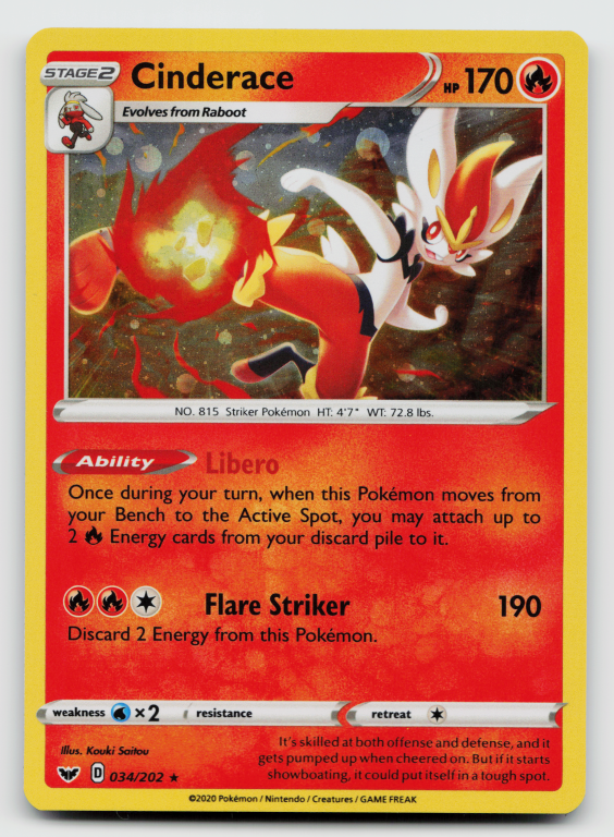 Sword & Shield - 034/202 Cinderace Holo Rare (Holofoil Promo)