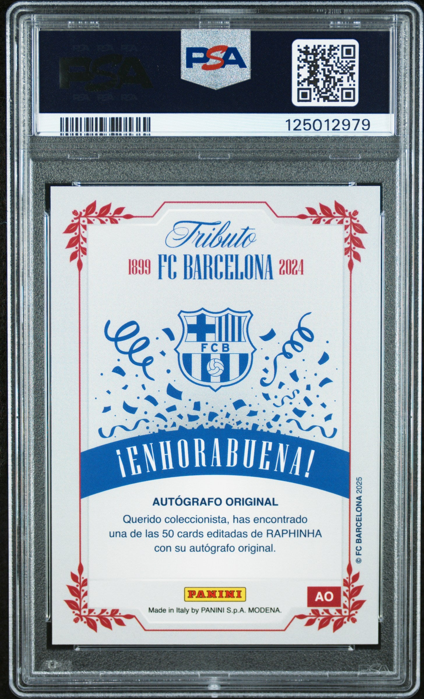 2024 Panini Raphinha Panini Tributo Fc Barcelona Autograph PSA AUTH/AUTO 10