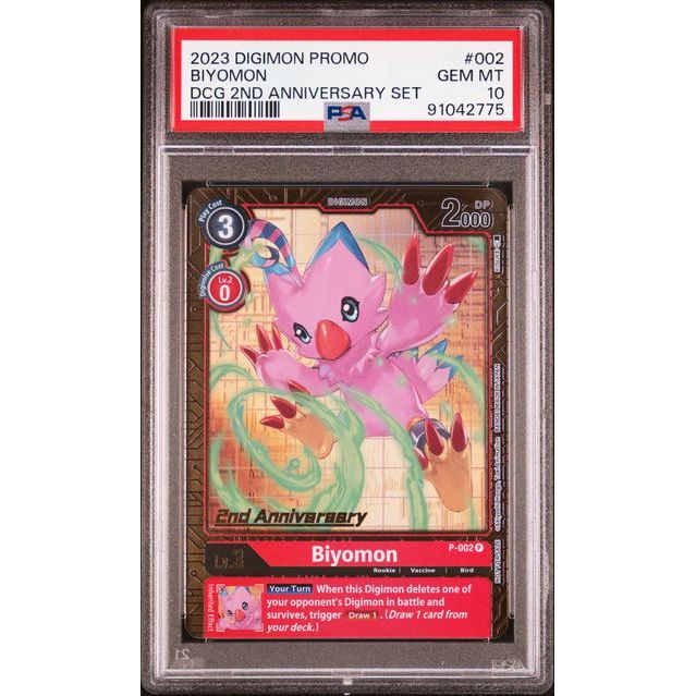 Digimon Card Game - Biyomon P-002 (2nd Anniversary Set Promo) - PSA 10 (GEM MINT)