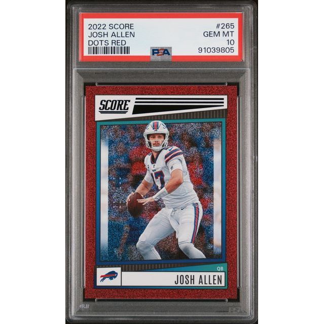 2022 NFL Score Football – Josh Allen No.265 (Dots Red) (Numbered 076/499) – PSA 10 (GEM MINT)