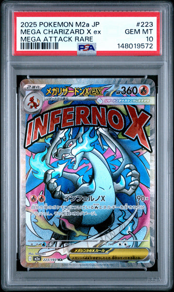 2025 Pokemon Japanese Mega Charizard X EX 223 Attack Rare PSA 10