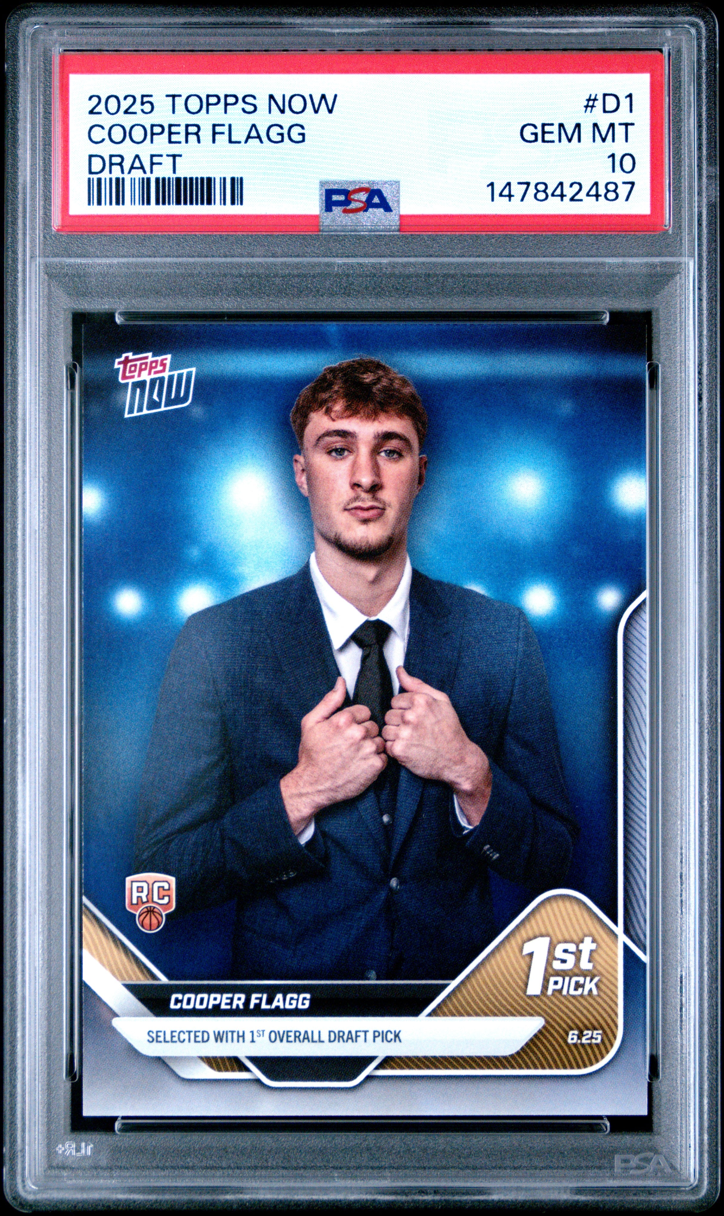 2025 TOPPS NOW DRAFT #D1 COOPER FLAGG PSA 10